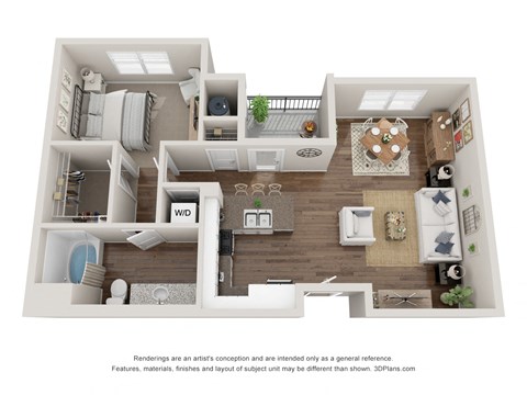 a 1 bedroom floor plan with a bathroom and a living room